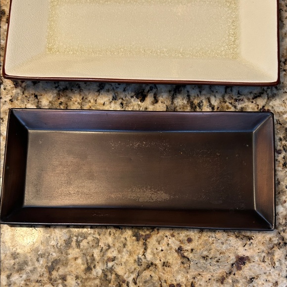 Elegant 4 piece Ceramic Tray & Vases Set - Cream, Brown, and Copper - Picture 14 of 16